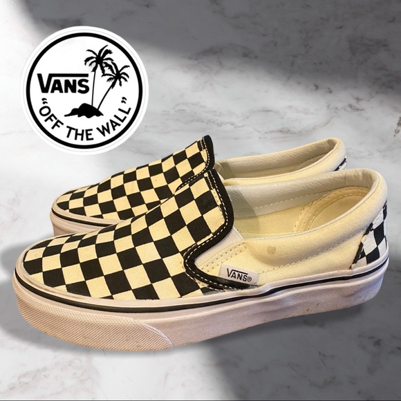 Vans | Shoes | Vans Asher Black Cream Checkerboard Sneakers 5 | Poshmark